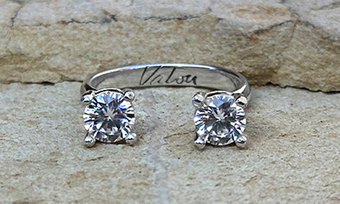Tiny Silver CZ 2cap ~ made-to-order*