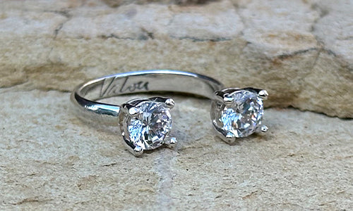 Tiny Silver CZ 2cap ~ made-to-order*