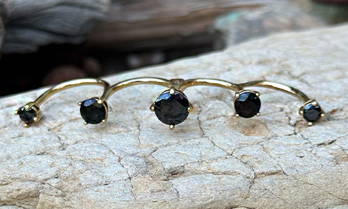 Black CZ "glove" ring ~ Gold