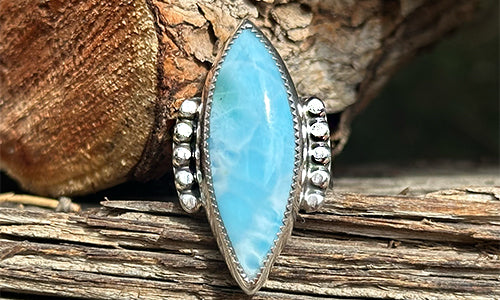 Dotted Larimar ring
