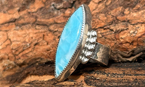 Dotted Larimar ring