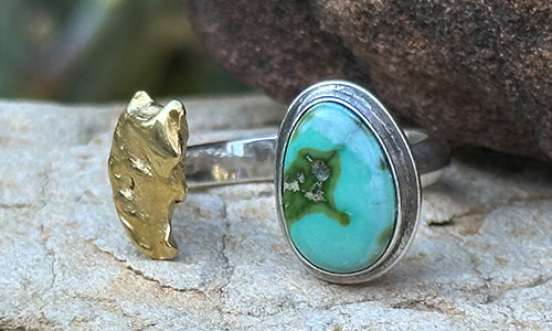 Australian Gold Nugget and Turquoise ring №1 ~ Women