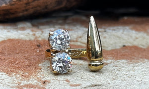 ♀Gold Point Double CZ ring