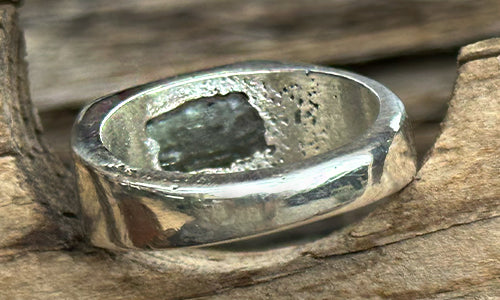 "Skylight" Moldavite Signet ring