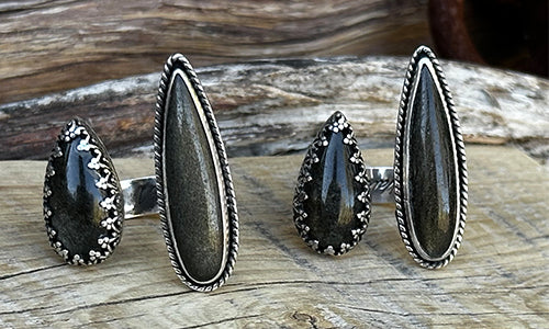 Gold Sheen Obsidian ring