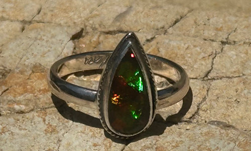 Black Fire Opal ring № 1