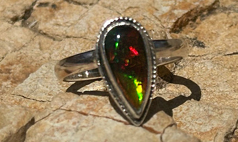 Black Fire Opal ring № 1