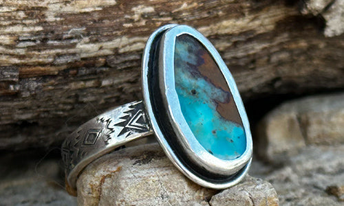 Stamped Turquoise ring