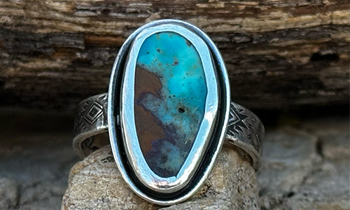 Stamped Turquoise ring