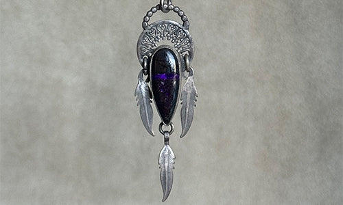 Sugilite Feather necklace