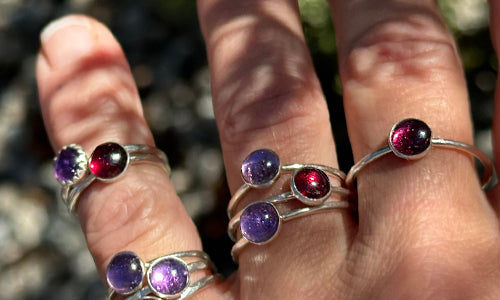 Mini Amethyst stacking rings