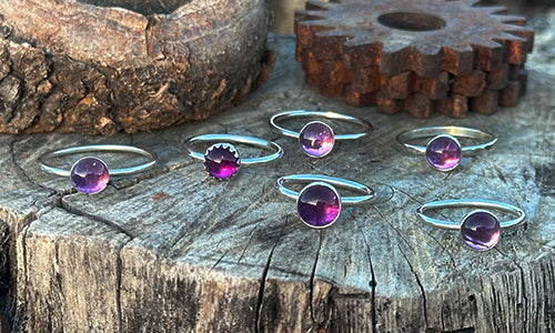 Mini Amethyst stacking rings