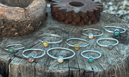 Tiny Opal stacking rings (assorted)