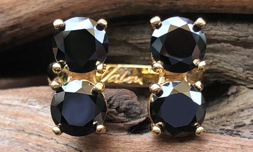 Double Black CZ ring ~ Gold plated