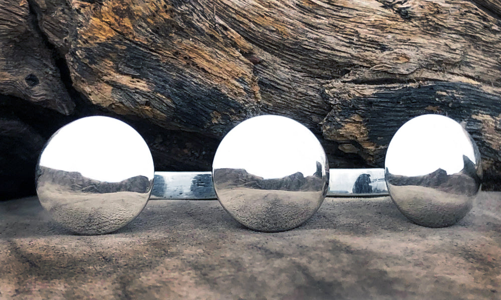 the largest cap diameter for men's 3cap ring style. All silver double finger ring for men with three 15mm domes