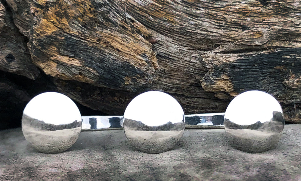 all silver double finger ring for men with three 13mm domes