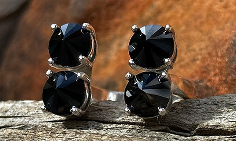 Reverse Double Black CZ ring ~ Silver